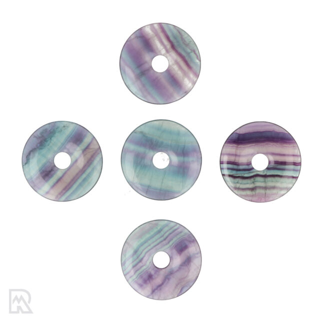 Rainbow Fluorite Donut Pendant ± 40 mm