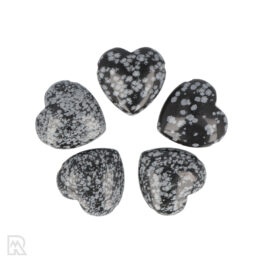 Schneeflocke Obsidian durchbohrter Herz-Anhänger | 3 cm