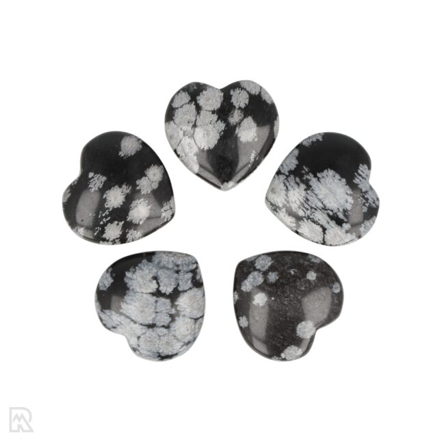 Schneeflocke Obsidian durchbohrter Herz-Anhänger | 2 cm