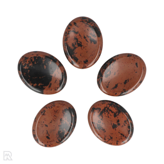 Mahonie Obsidiaan Worry Stone | Ovaal