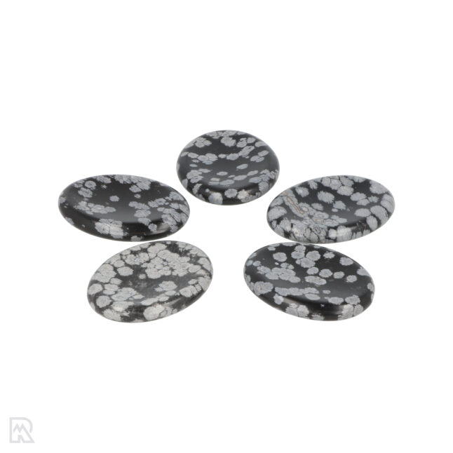 Sneeuwvlok Obsidiaan Worry Stone | Ovaal – Bild 3