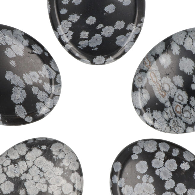 Sneeuwvlok Obsidiaan Worry Stone | Ovaal – Bild 2