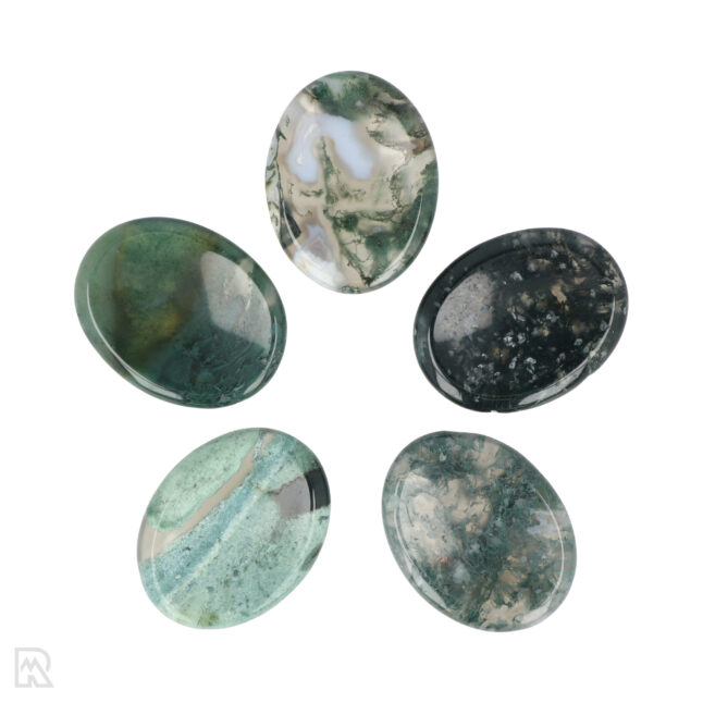 Moss agate Worry Stone | Oval
