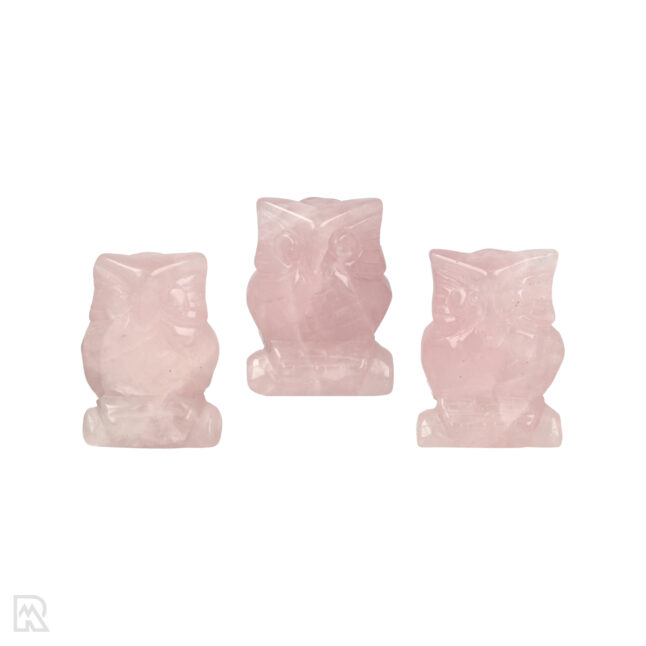 Rosenquarz Eule | 4 cm