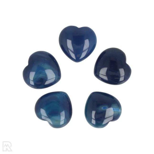 Blauwe Agaat Hart | 2 cm  - gebeitst