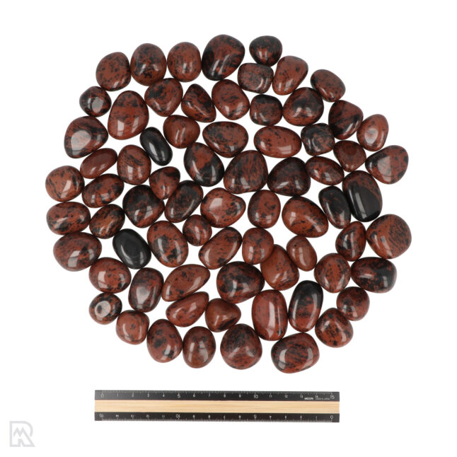 Mahonie Obsidiaan Ronde Trommelstenen - Afbeelding 3