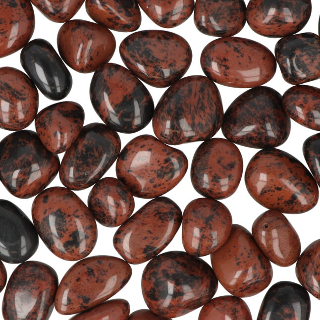 Mahonie Obsidiaan Ronde Trommelstenen - Afbeelding 2