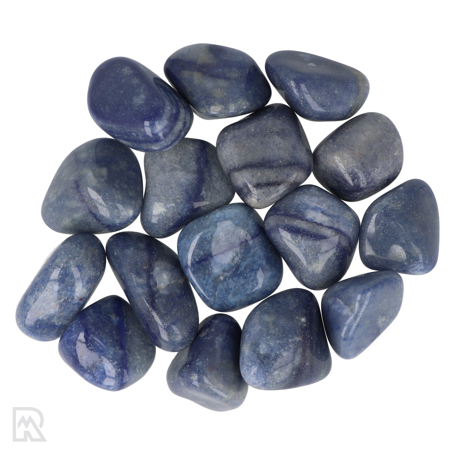 Blauwe Kwarts Trommelstenen | Q.A - M/L 1 Blauwe Kwarts Trommelstenen