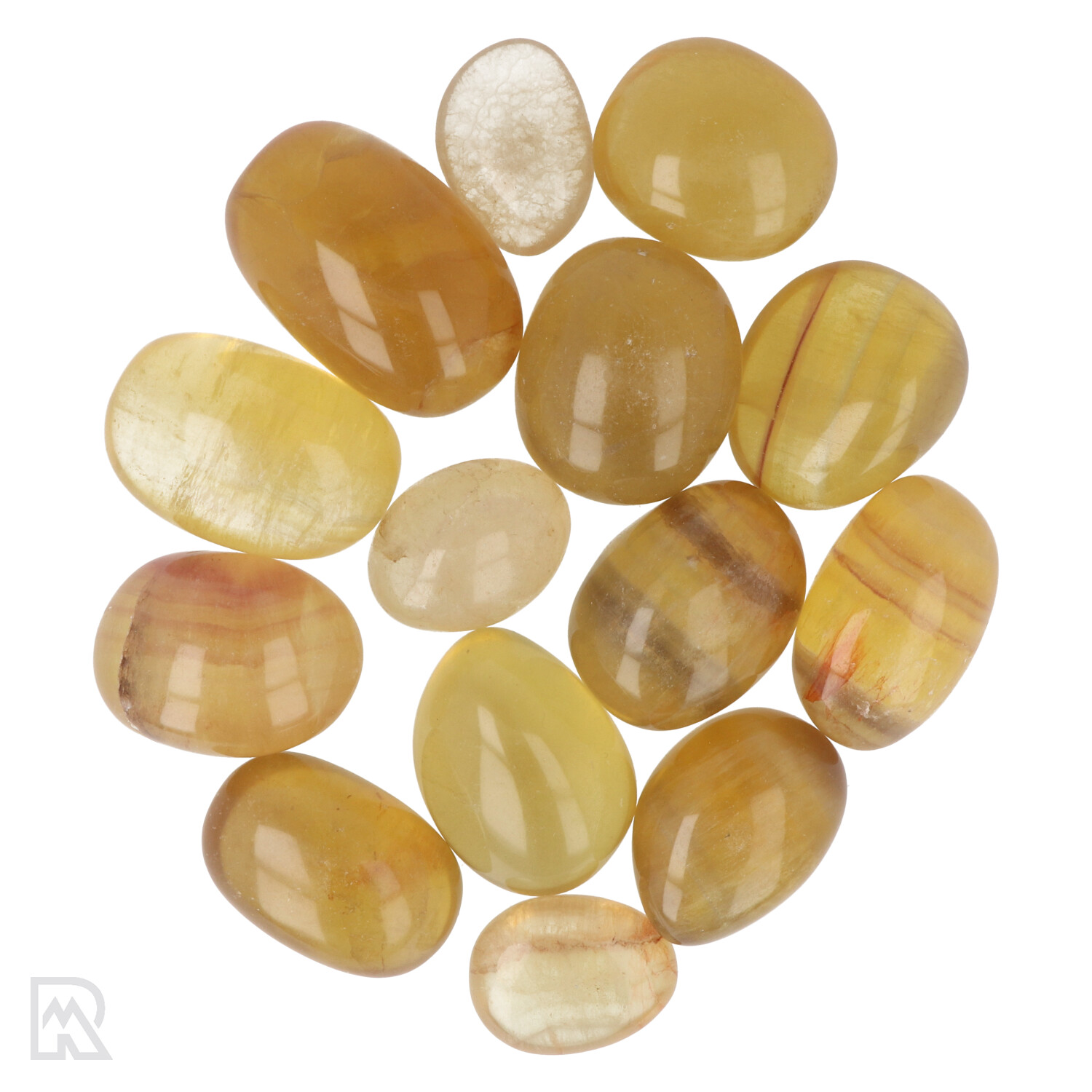 Gele Fluoriet Ronde Trommelstenen 1 Yellow Fluorite Round Tumblestones