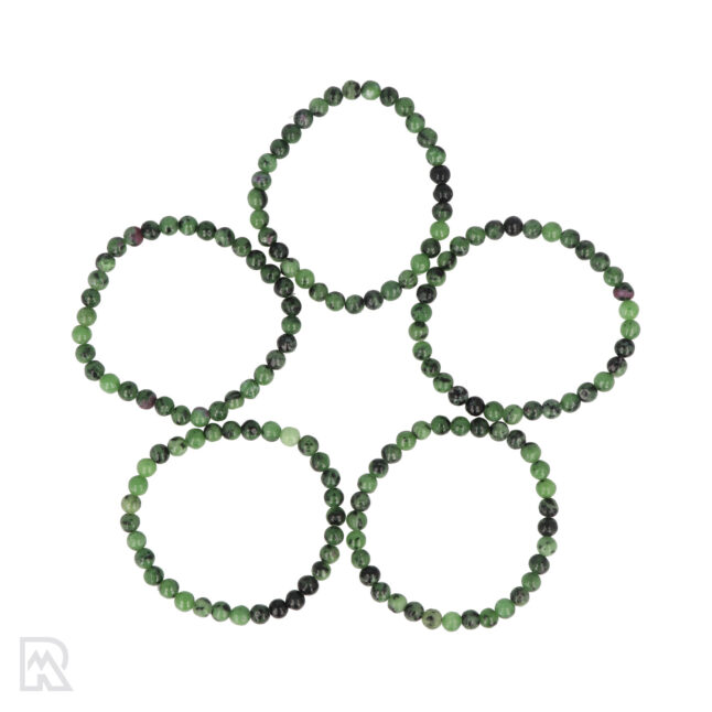 Robijn - Zoisiet Kogelarmband | 10 mm
