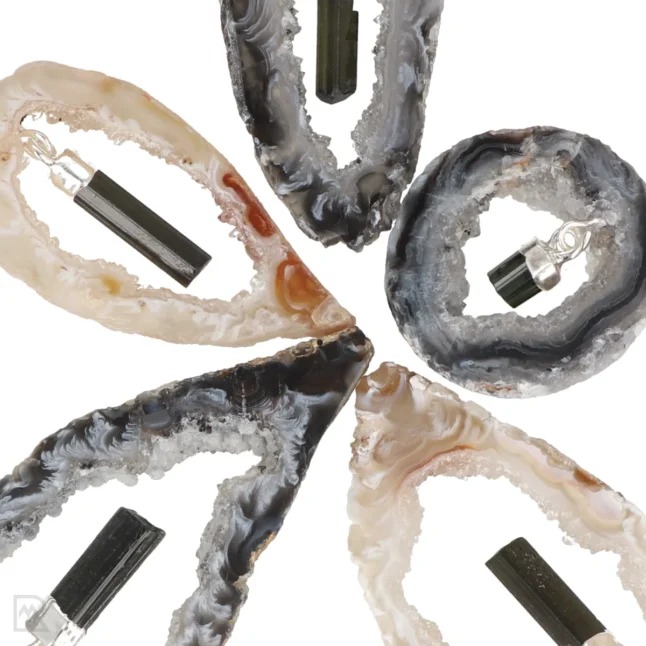 Agaat geode hanger met Toermalijn - Image 2