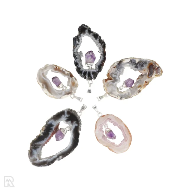 5482 agate geode pendant with amethyst 1