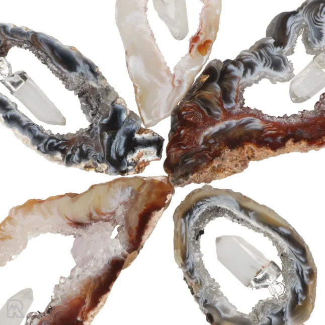 Agaat geode hanger met Bergkristal - Afbeelding 2