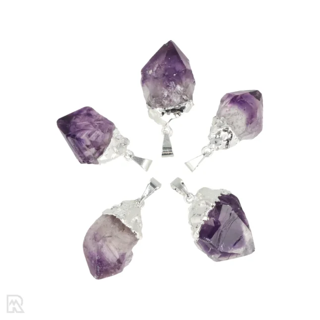 Amethyst point pendant | Silver-plated