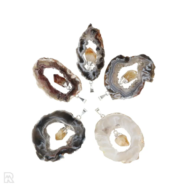 Agaat geode hanger met Citrien*