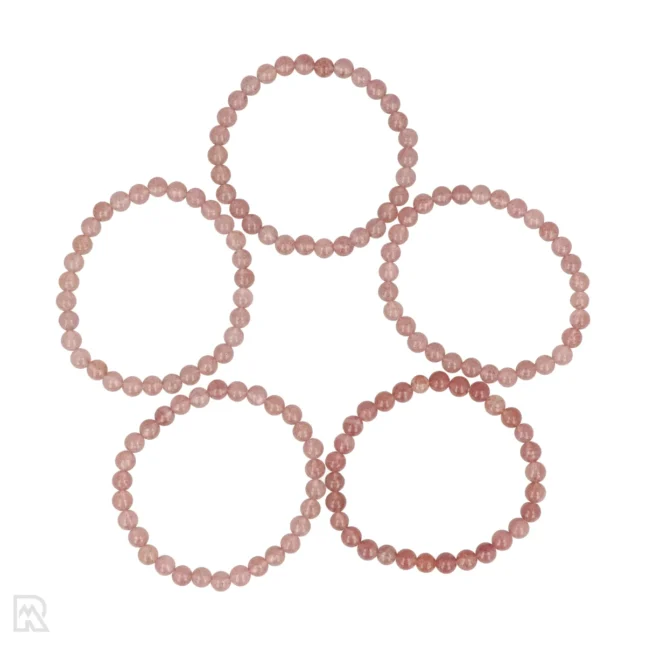 Aardbeienkwarts Kogelarmband | 6 mm