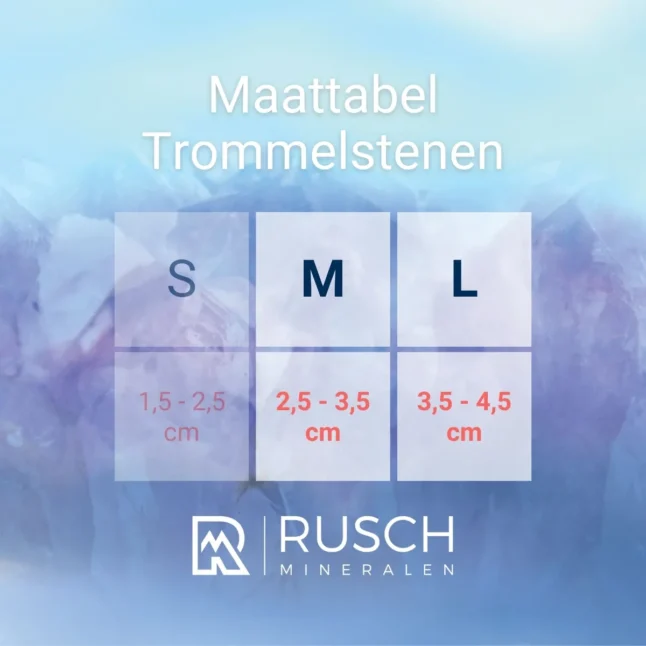 maattabel trommelstenen m l