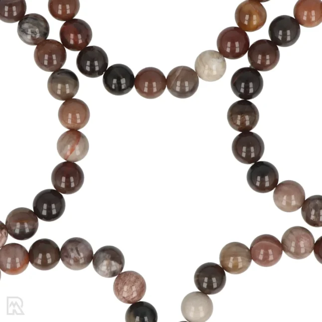 Versteend Hout Kogelarmband | 8 mm - Afbeelding 2