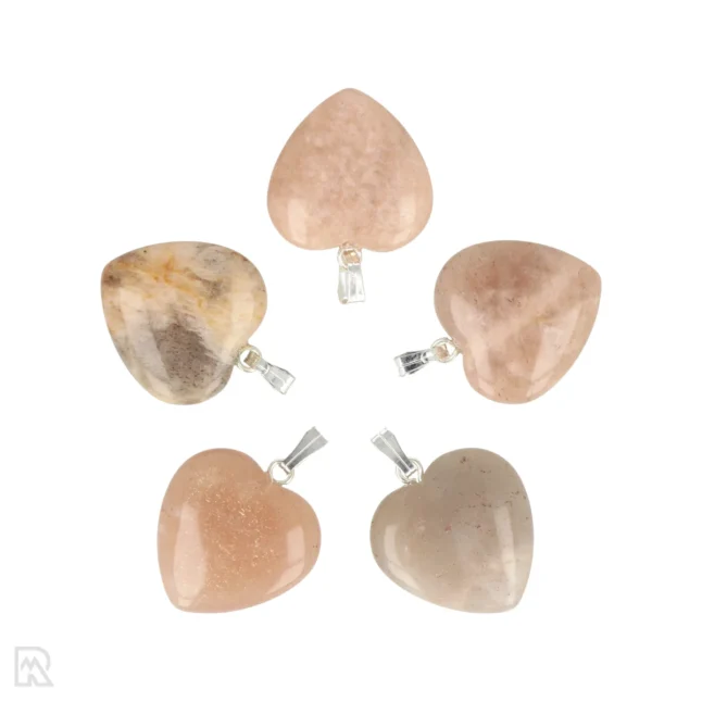 Pink Moonstone Heart Pendant | 2 cm