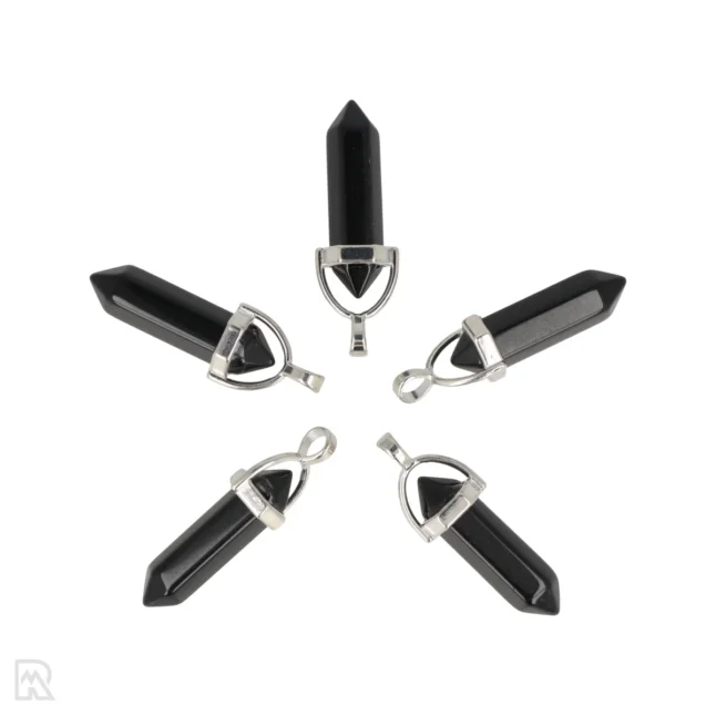 Zwarte Obsidiaan Dubbeleinder Hanger | 3,2 cm