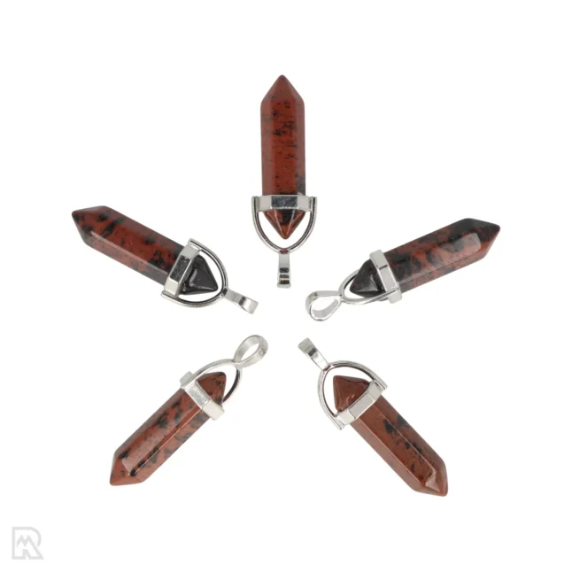 Mahonie Obsidaan Dubbeleinder Hanger | 3,2 cm