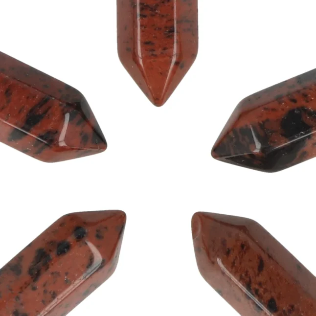 Mahonie Obsidaan Dubbeleinder Hanger | 3,2 cm - Afbeelding 2
