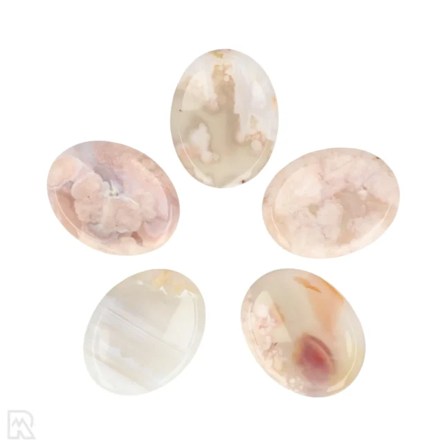 Flower Agate Worry Stone | Oval