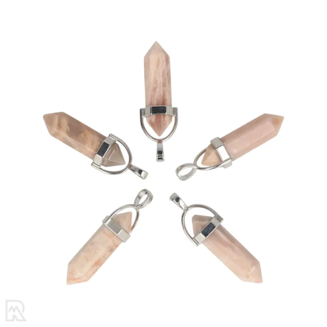 Roze Maansteen Dubbeleinder Hanger | 3,2 cm