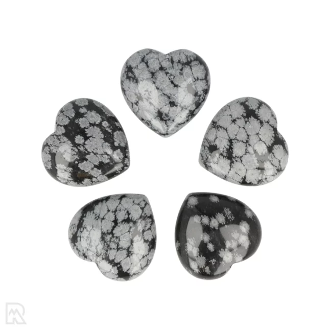 Sneeuwvlok Obsidiaan Hart | 3 cm