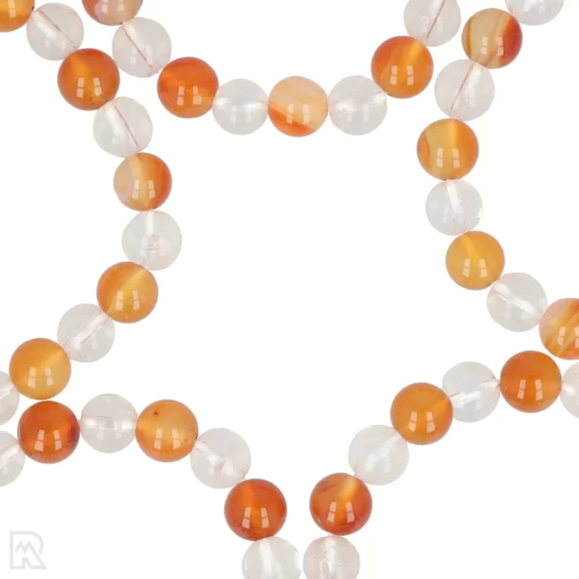 Bergkristal - Oranje Agaat Kogelarmband | 8 mm - Image 2