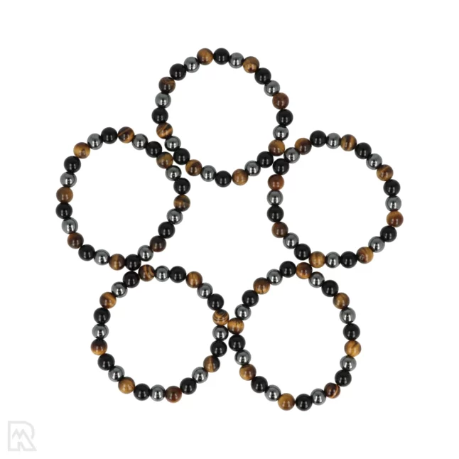 Hämatit - Onyx - Tigerauge Kugelarmband | 8 mm