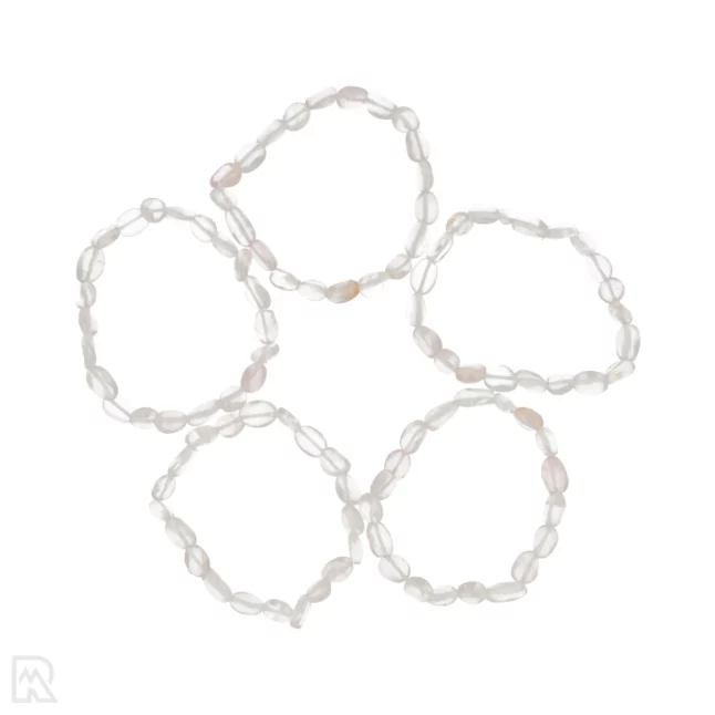 Ijs Rozenkwarts Trommelsteen Armband uit China met artikelnummer 8623
