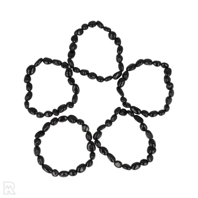Schwarzes Turmalin-Trommelstein-Armband aus China mit der Artikelnummer 8661