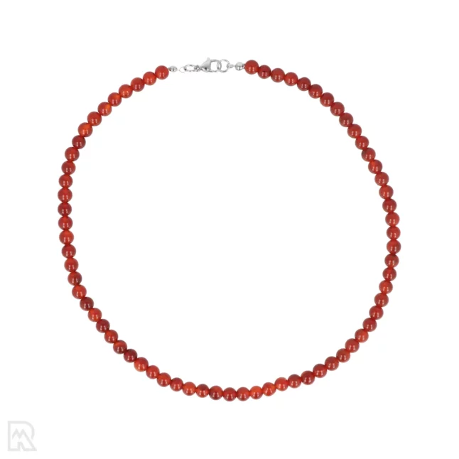 Rote Achat Rund Perlenkette | 6 mm - 45 cm