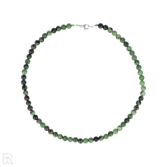 Rubin in Zoisit Runde Perlenkette | 6 mm - 45 cm