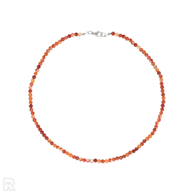 Carneool Geband Ronde Kralenketting | 4 mm - 45 cm