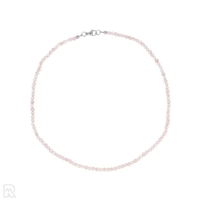 Strawberry quartz Round Beaded Necklace | 4 mm - 45 cm