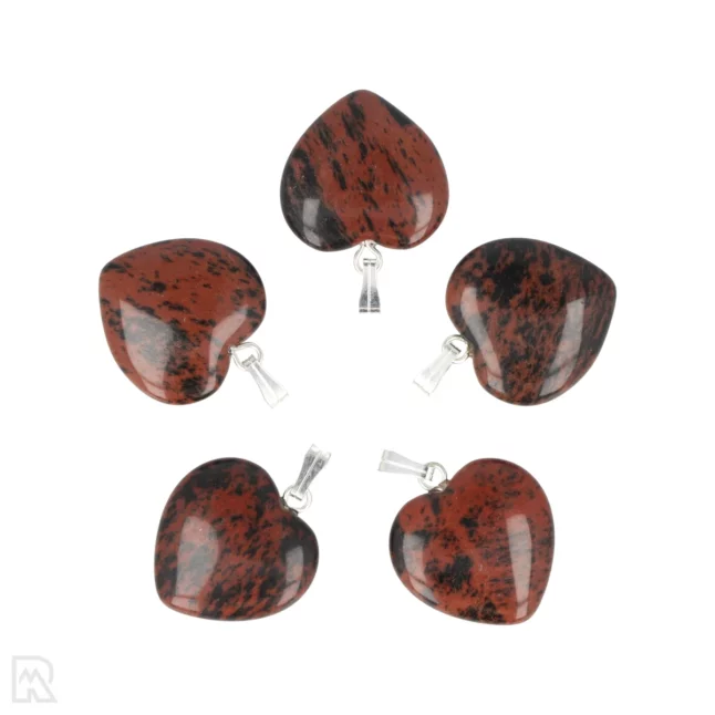 Mahonie Obsidiaan Hart Hanger | 2 cm