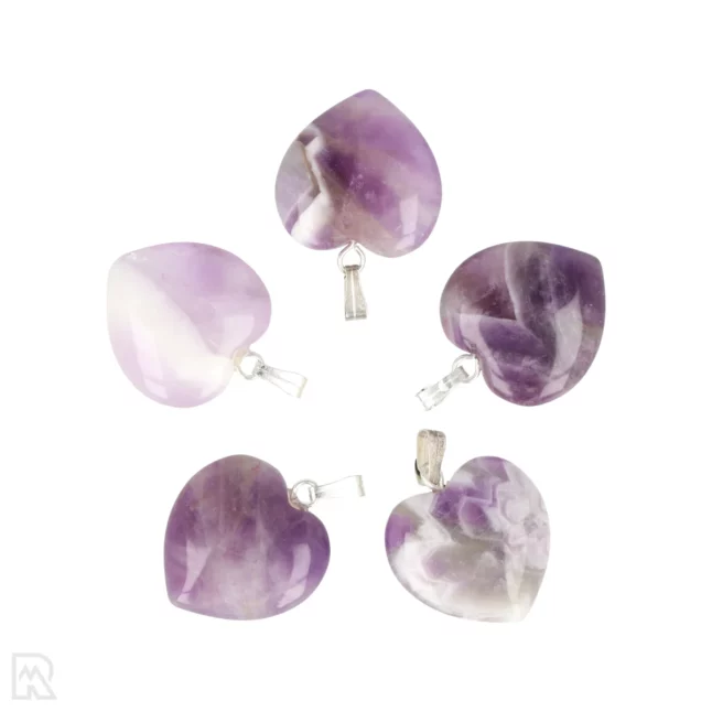 Chevron Amethyst Heart Pendant | 2 cm