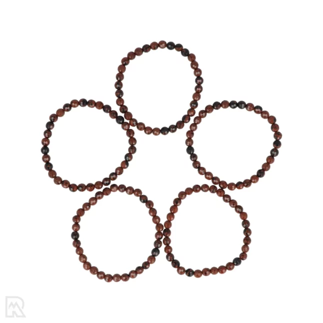 Mahonie Obsidiaan Facetarmband | 6 mm