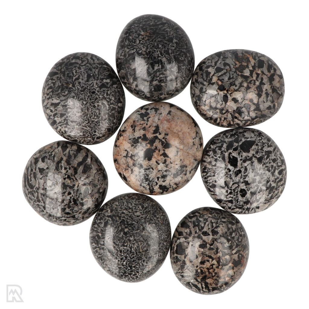 black tourmaline in quartz hand-cut stones