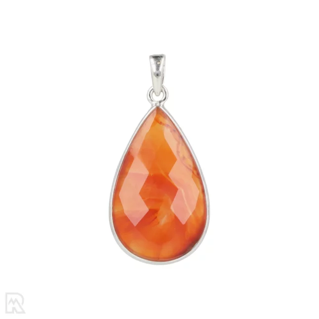 Carnelian Faceted Silver Pendant from India with item number 19551