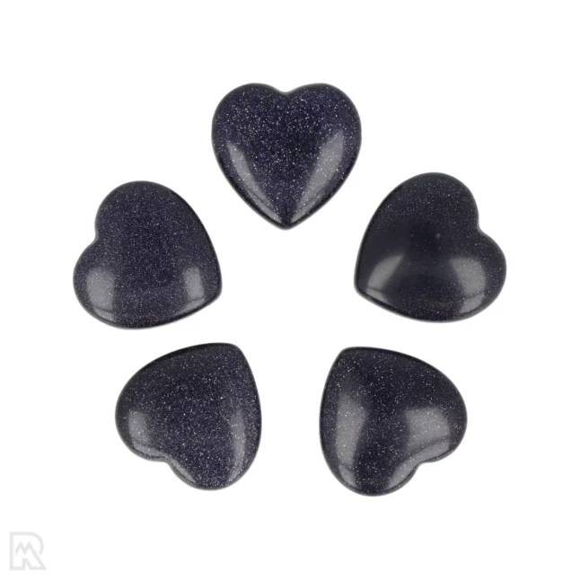 Blauwe Goudsteen Doorboorde Hart Hanger | 2 cm