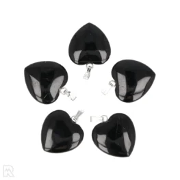 Black Tourmaline Heart Pendant | 2 cm