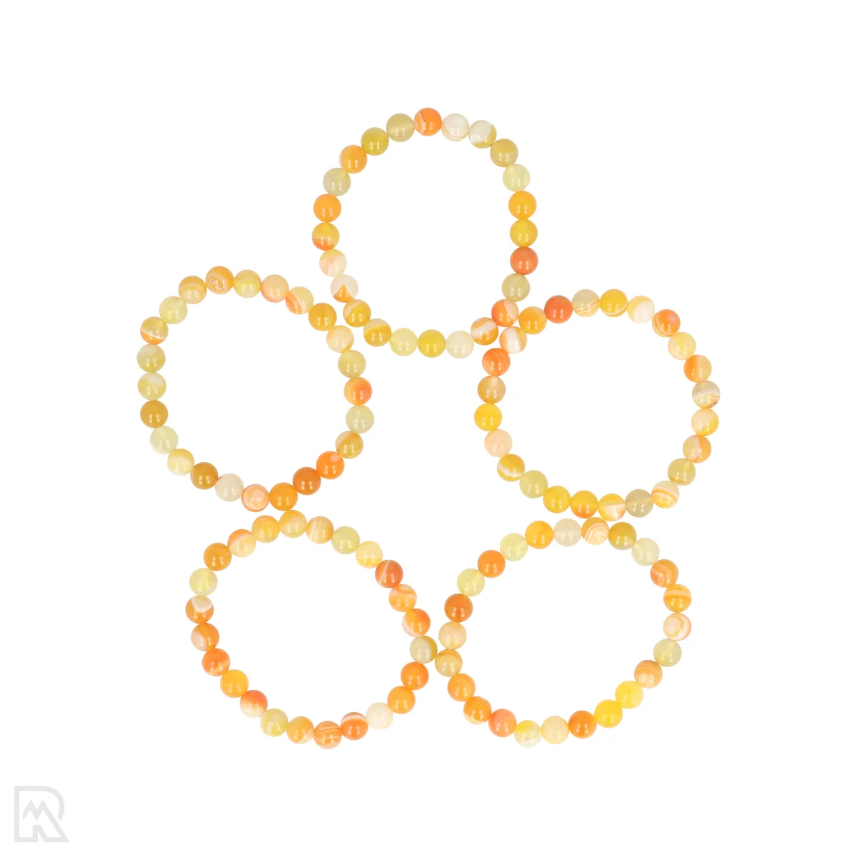 Orange Agate Ball Bracelet | Stained - 8 mm 1 Orange Agate Ball Bracelet | Stained - 8 mm
