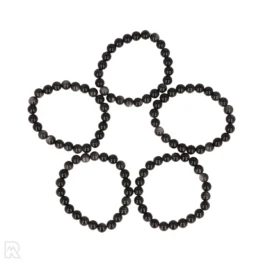 Zilver Obsidiaan Kogelarmband uit China met artikelnummer 8536