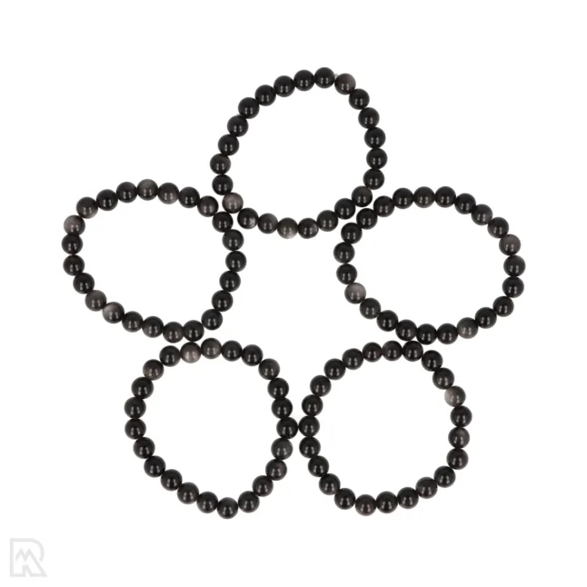 Zilver Obsidiaan Kogelarmband uit China met artikelnummer 8536