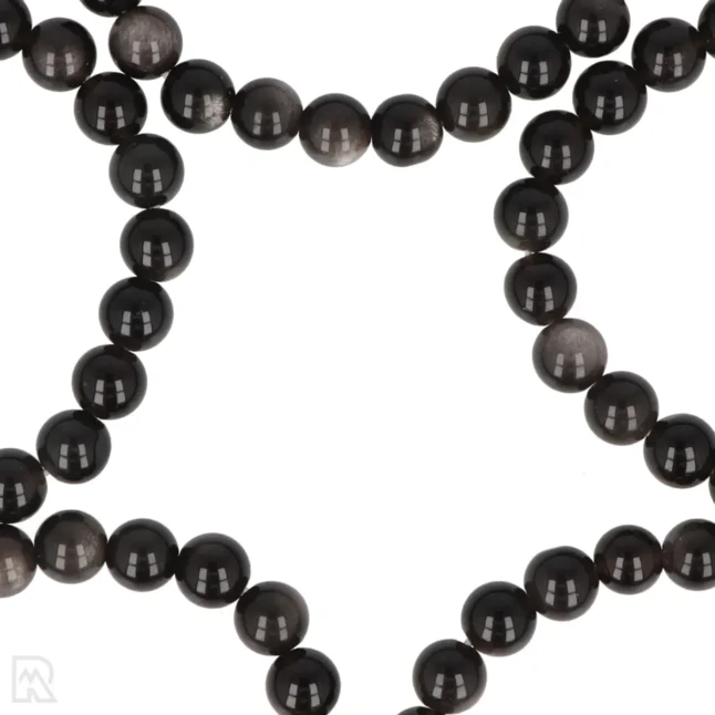 Zilver Obsidiaan Kogelarmband uit China met artikelnummer 8536