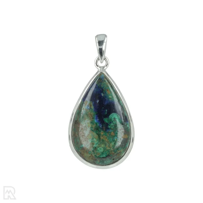 Azurite Malachite Silver Pendant from India with item number 20251