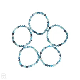 Blauer Achat Kugelarmband | Gebeizt - 6 mm